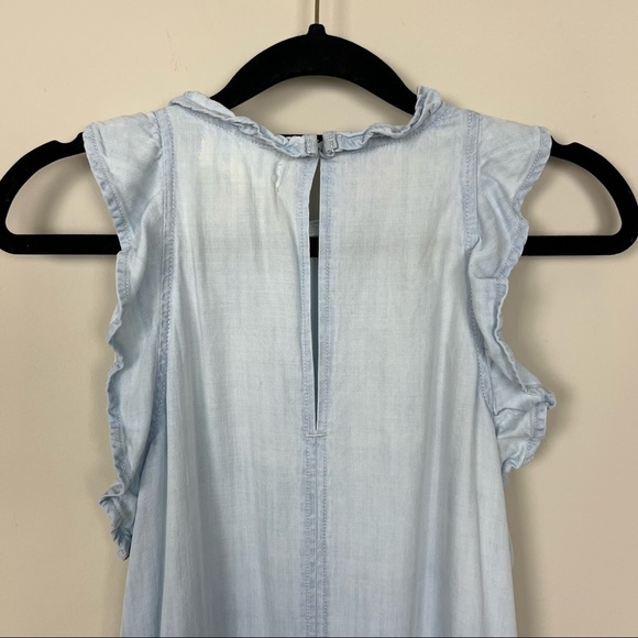 CLOTH & STONE CHAMBRAY MINI DRESS RUFFLE HALTER NECK BLUE SIZE SMALL - Picture 8 of 16